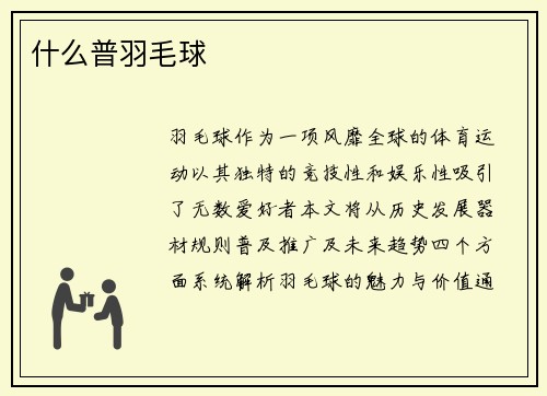 什么普羽毛球