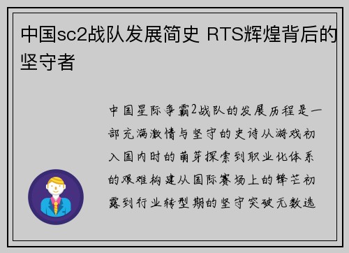 中国sc2战队发展简史 RTS辉煌背后的坚守者